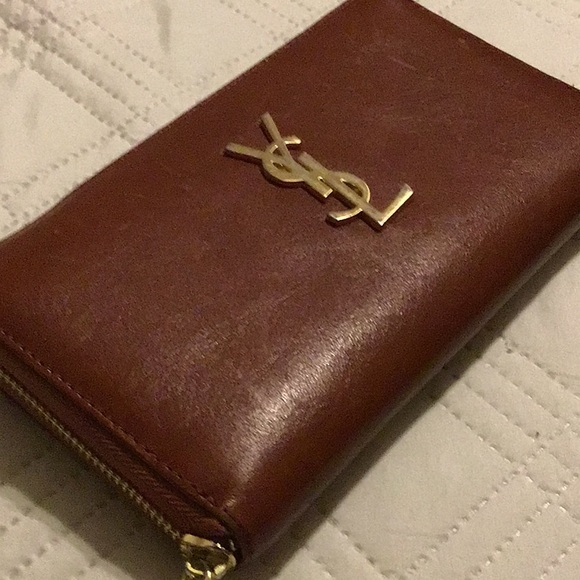 Vintage. YSL Brown Leather Wallet - Picture 4 of 11